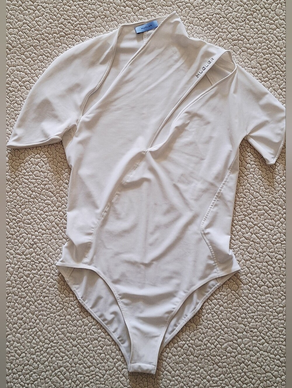 MUGLER White Lycra Double Cutout Bodysuit FR 40 US 8 M Org $620 - Picture 8 of 13